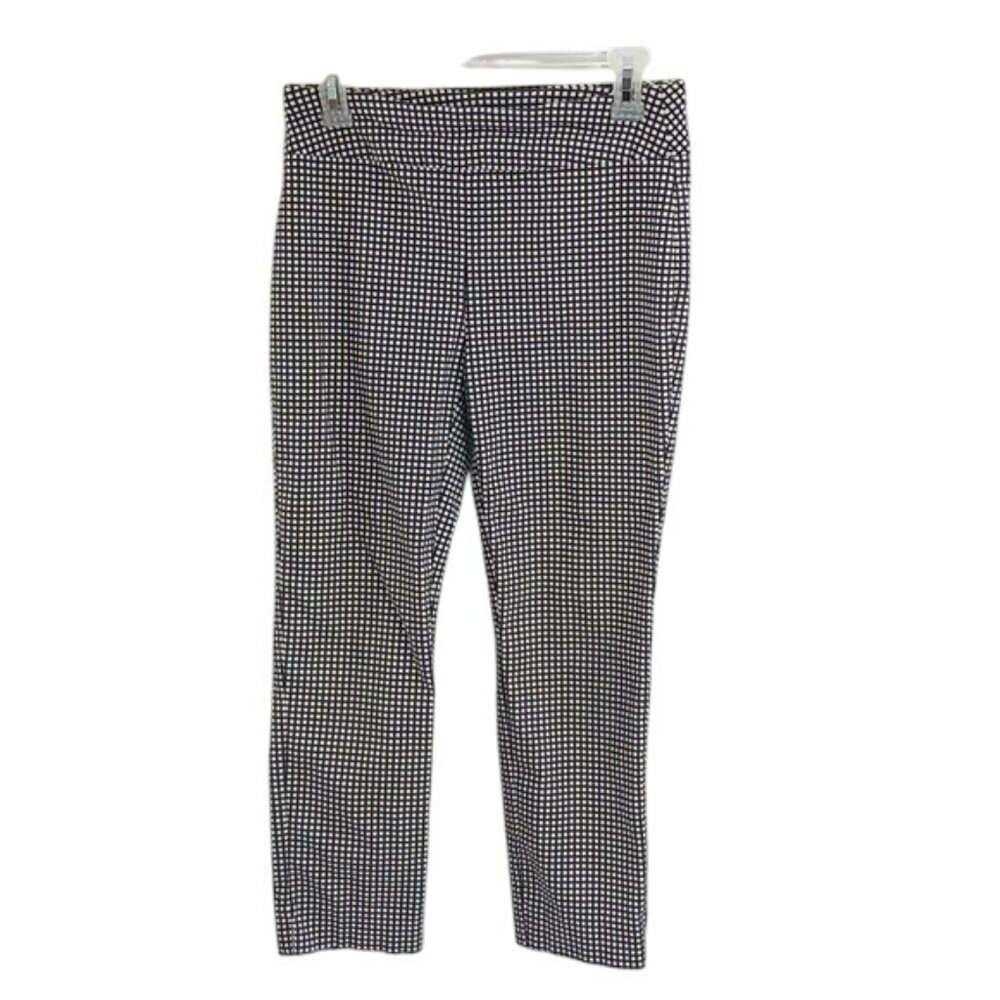 Chico's Pants Womens Size S Cropped Black White Gingham Plaid Stretch